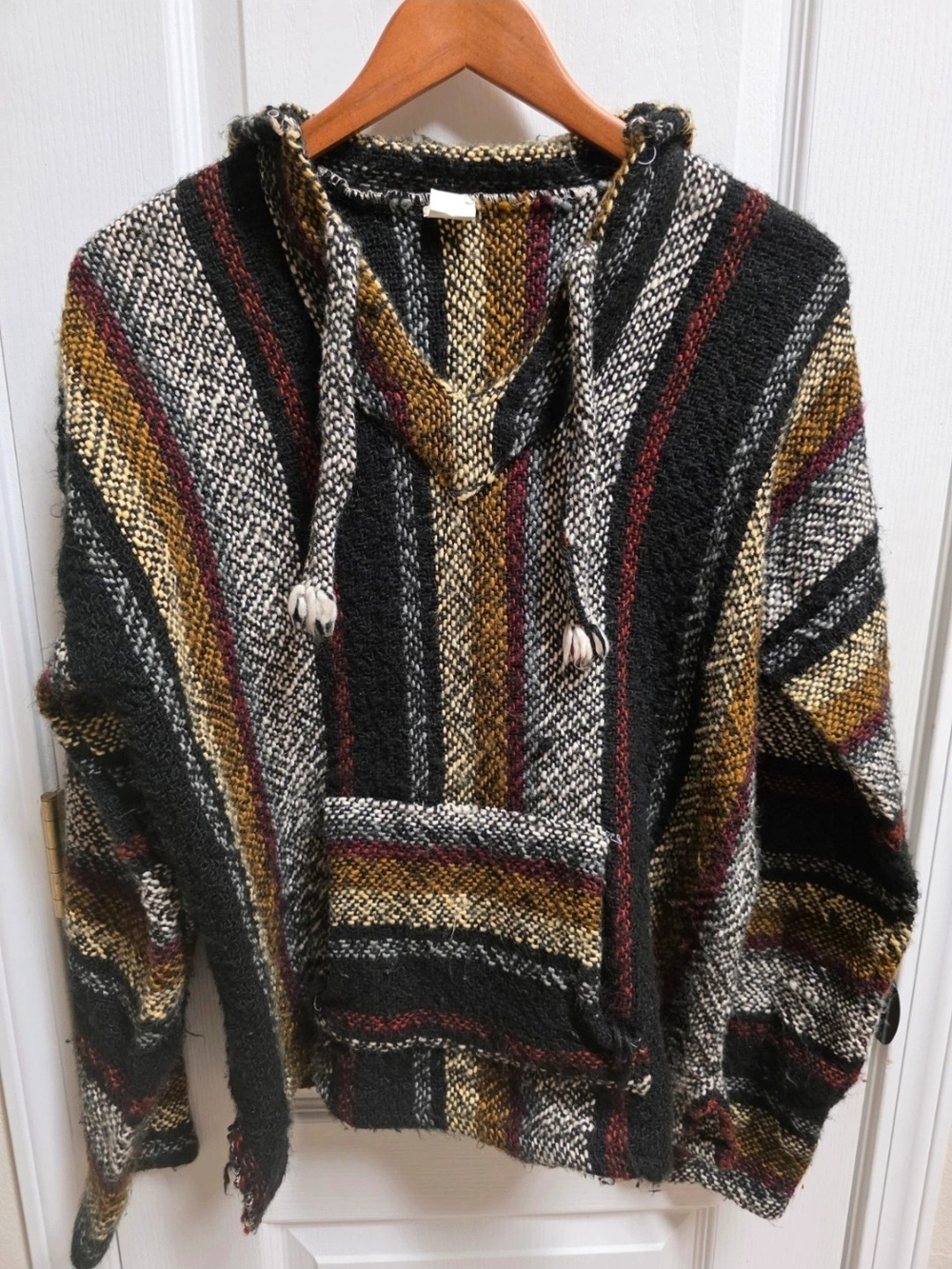 Men's Black Multi-Stripe Hooded Sweater